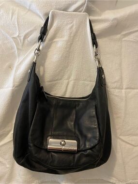 Coach Black Leather Shoulder Bag with Silver Hardware
